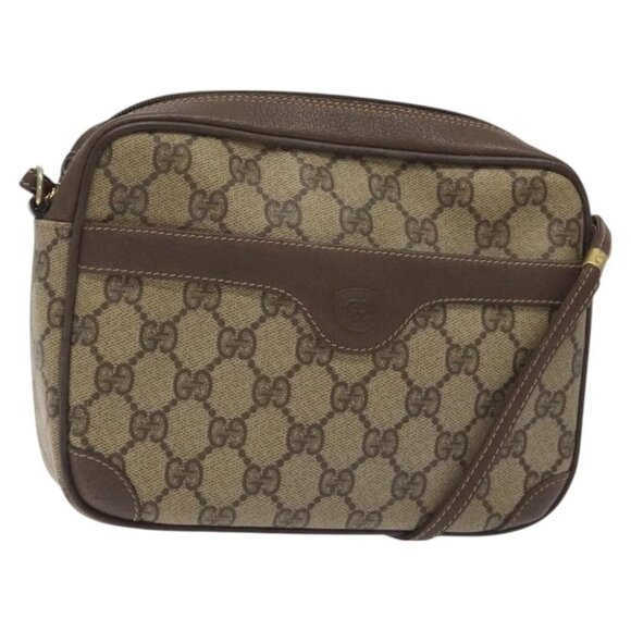 GUCCI GG Supreme Shoulder Bag PVC Beige Gold Auth - Picture 1 of 15